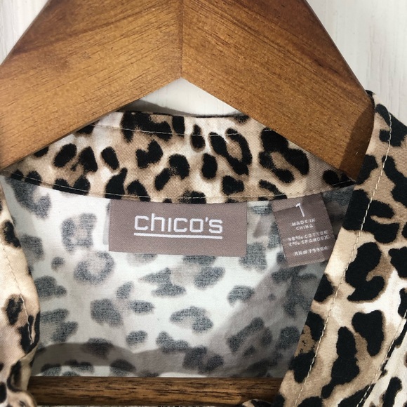 Chico’s Sleeveless Leopard Print Tie Waist Dress Size 1 (M/8) - Picture 7 of 8